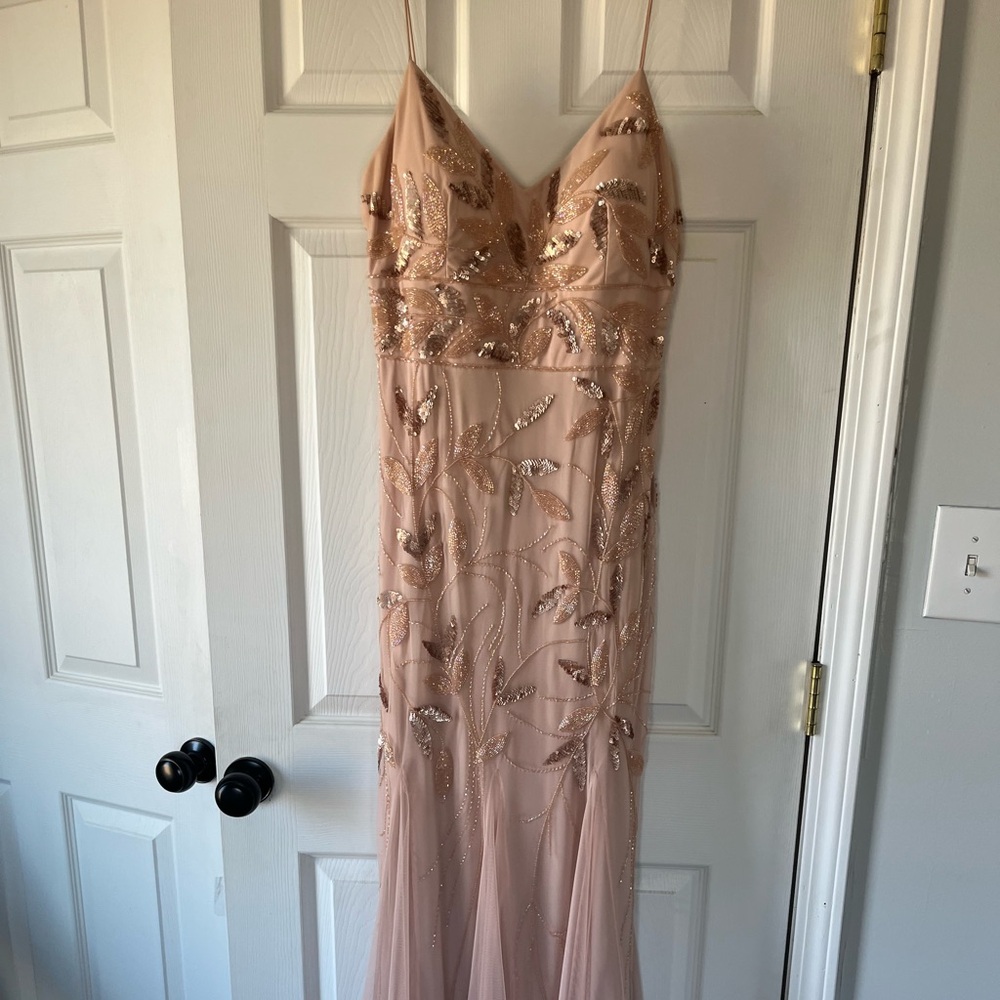 Adrianna Papell Strap Blush Sequin Dress